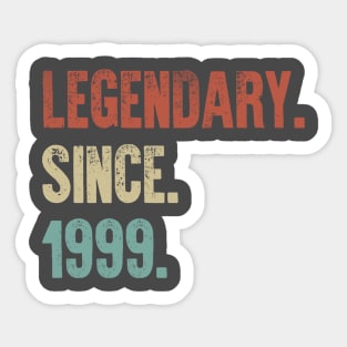 Retro Vintage 20th Birthday Legendary Since 1999 Sticker